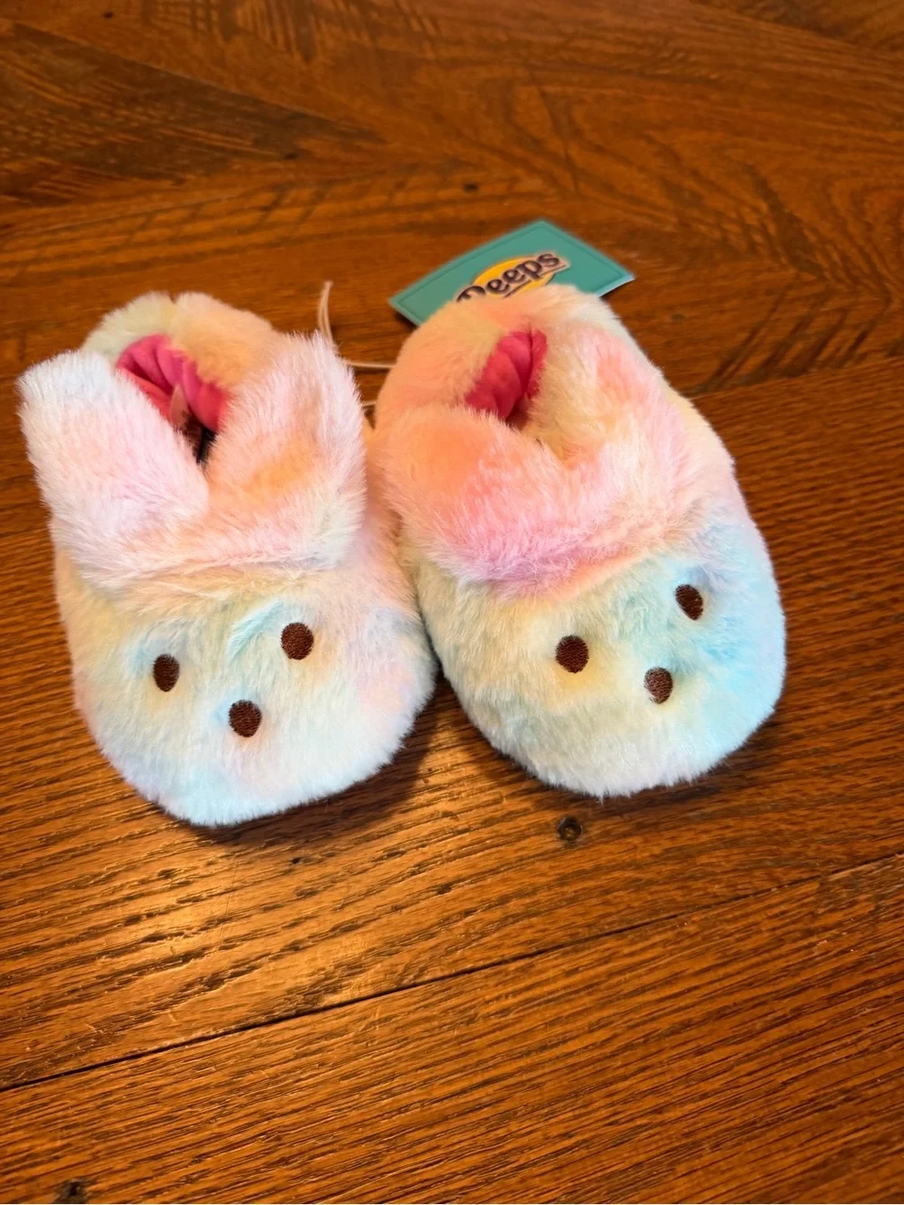PeepsPlush Pastel Bunny Kids Slippers - Pink, Blue, Cream